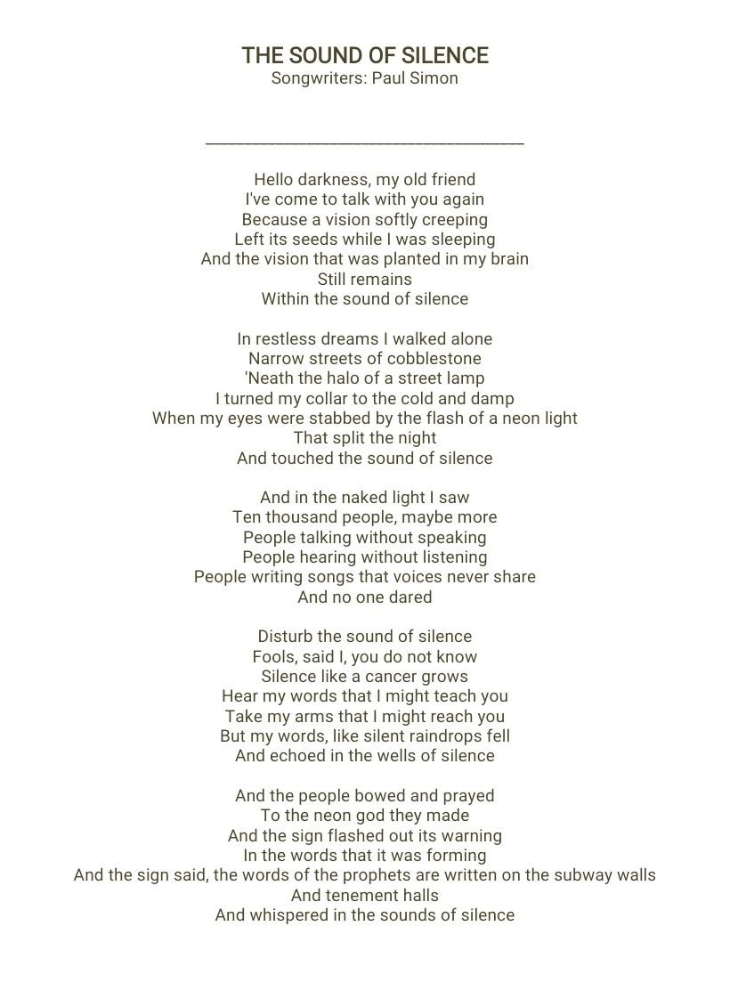 lyrics for sound of silence